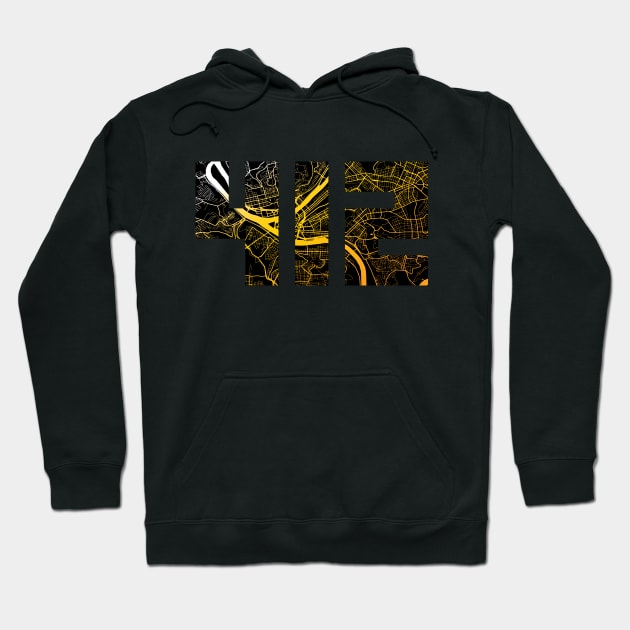 Pittsburgh 412 Map Hoodie by polliadesign